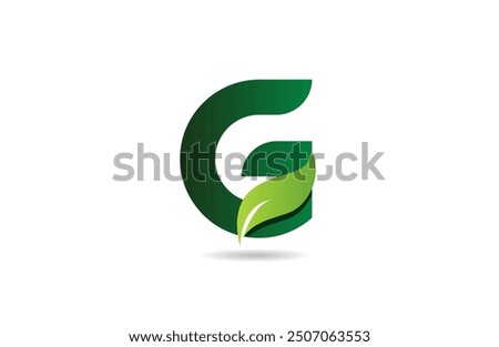 green leaf G letter alphabet logo icon design suitable for a green or vegan vegetarian concept
