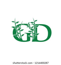 Green Leaf GD Letter Logo