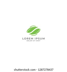 Green Leaf Geometric Logo Icon, Leaf Logo Design Vector
