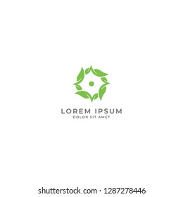 Green Leaf Geometric Logo Icon, Leaf Logo Design Vector