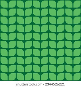 Green leaf geometric seamless pattern, Abstract vector texture. Leaf background.