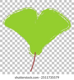 Folha verde de ginkgo biloba. Clipart de vetor isolado no plano de fundo transparente