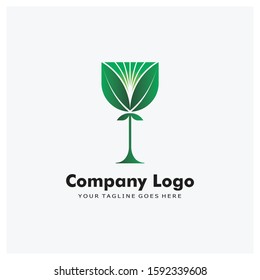 Green Leaf Glass Logo Template for Your Brand