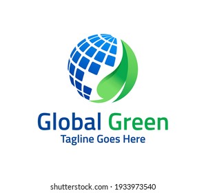 green leaf global technology logo design illustration