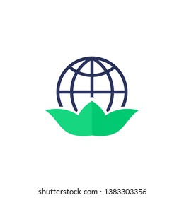 green leaf and globe icon
