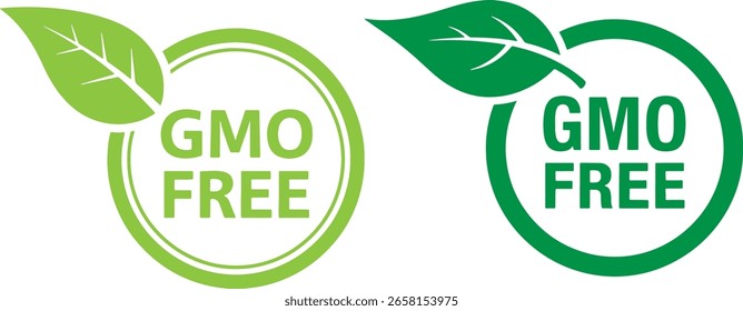 Logos de certificación de hoja verde sin OGM Vector