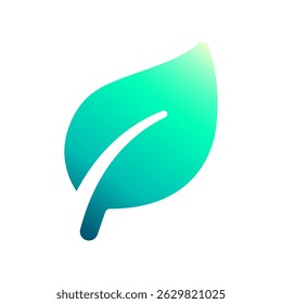 Green leaf with gradient, ecological symbol of nature, freshness, and sustainability.