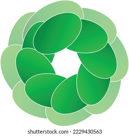 green leaf with gradient effect and shadow, perfect use for logo design