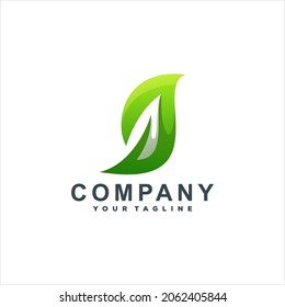 green leaf gradient logo design