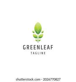 Green leaf gradient nature logo icon design template flat vector