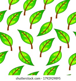Green leaf with gradient seamless pattern, vector illustration of beautiful green leaf pattern that is suitable for backgrounds, posters, fabric designs, t-shirt designs, bed sheet designs, etc.
