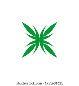 Green leaf graphic vector, Marijuana cannabis logo design concept, isolated on white background.