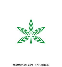 Grüne Blattgrafik, Marijuana Cannabis Logo Design Konzept, einzeln auf weißem Hintergrund.