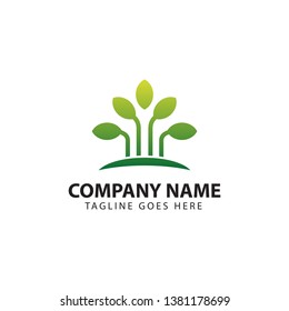 GREEN LEAF GROWING LOGO TEMPLATE - VECTOR