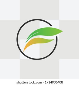 Green leaf growing plant logo.