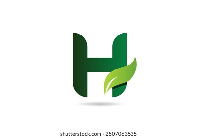 green leaf H letter alphabet logo icon design suitable for a green or vegan vegetarian concept