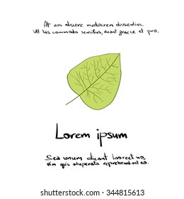 Green Leaf Hand Draw Sketch Logo Color Icon Vector Illustration