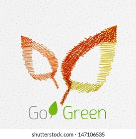 Green leaf hand drawn concept