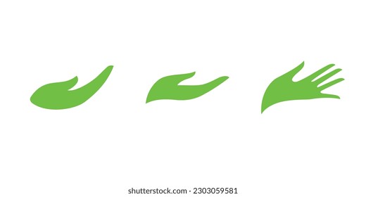 Juego de iconos de la mano de la hoja verde. Eco, natural, de salud o concepto sostenible.	
