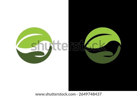 Green Leaf Hand Natural Logo Concept