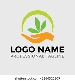 Concepto de diseño del logotipo de la hoja verde