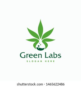 Green leaf healthy labs logo design template - vector