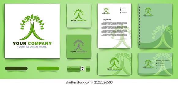 green leaf Healthy logo and business branding template Designs Inspiration Isolated on White Background