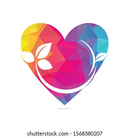  Green leaf heart shape concept element vector icon. nature green leaves  vector symbol

