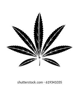 Green leaf of hemp.Hippy single icon in black style vector symbol stock illustration web.