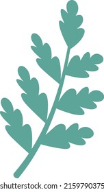 The green leaf is highlighted on a white background. Vector leaf in cartoon style.Vector illustration for greetings, weddings, flower design.