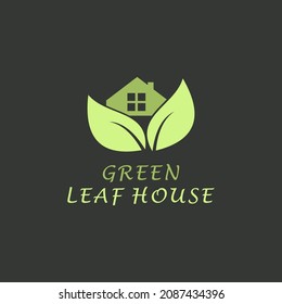 Green leaf house. Health logo icon. Vector illustration template design
