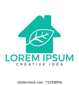 Green Leaf House  Logo design. Eco Natural Organic Logotype concept icon.