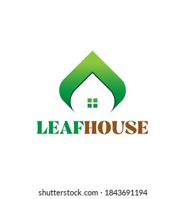 Green leaf house logo template for your business