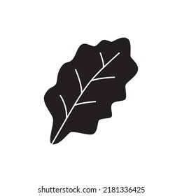green leaf icon in black flat glyph, filled style isolated on white background