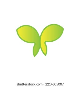 green leaf icon with butterfly.