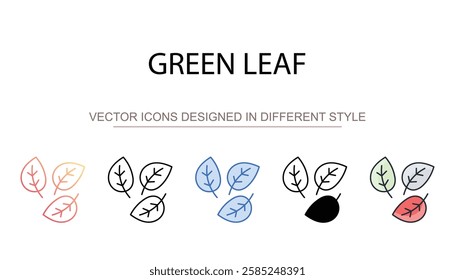 Green Leaf icon design with white background stock illustration