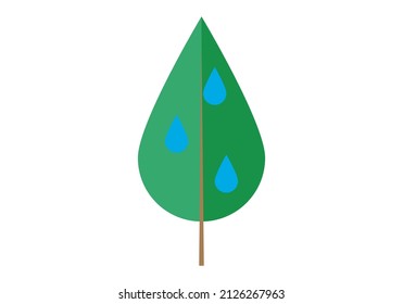 Green leaf icon with dew drops.