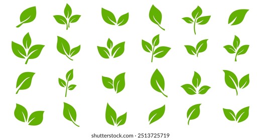 Green leaf icon in flat style, on white background. leaf icon set. nature icon, leaf vector illustration.