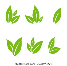 Green leaf icon in flat style, on white background. leaf icon set. nature icon, leaf vector illustration.