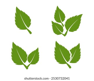 Green leaf icon in flat style, on white background. leaf icon set. nature icon, leaf vector illustration.