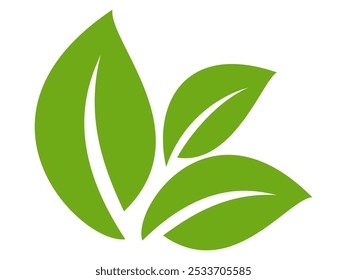 Green leaf icon in flat style, on white background. leaf icon set. nature icon, leaf vector illustration.