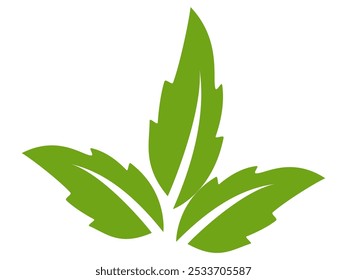 Green leaf icon in flat style, on white background. leaf icon set. nature icon, leaf vector illustration.
