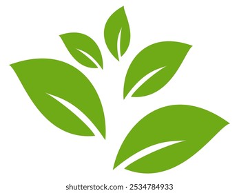 Ícone de folha verde em estilo plano, sobre fundo branco. ícone de folha definido. ícone natureza, ilustração de vetor folha.