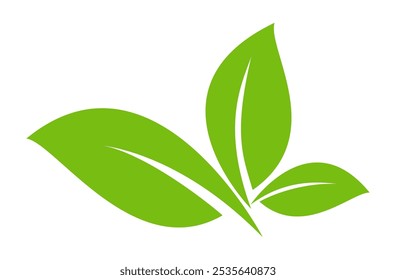 Green leaf icon in flat style, on white background. leaf icon set. nature icon, leaf vector illustration.