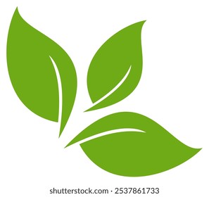 Green leaf icon in flat style, on white background. leaf icon set. nature icon, leaf vector illustration.