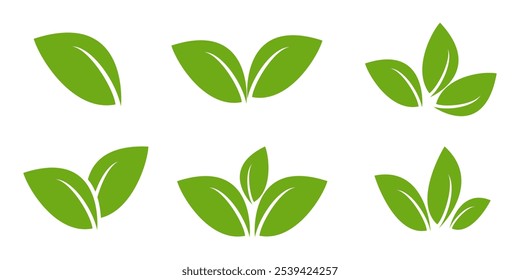 Ícone de folha verde em estilo plano, sobre fundo branco. ícone de folha definido. ícone natureza, ilustração de vetor folha.