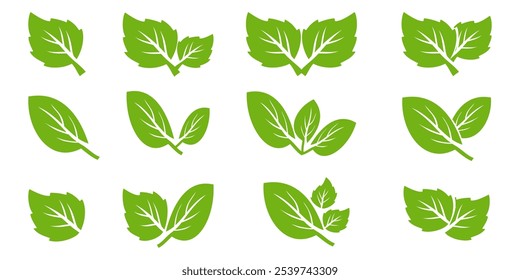 Icono de hoja verde en estilo plano, sobre fondo blanco. conjunto de iconos de hoja. icono de la naturaleza, Ilustración vectorial de la hoja.