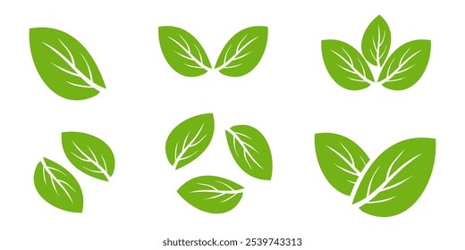 Ícone de folha verde em estilo plano, sobre fundo branco. ícone de folha definido. ícone natureza, ilustração de vetor folha.