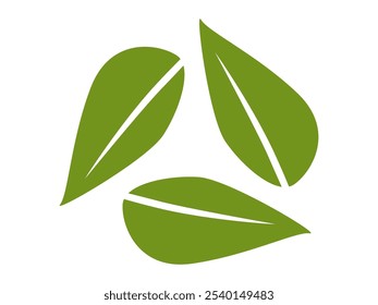 Green leaf icon in flat style, on white background. leaf icon set. nature icon, leaf vector illustration.