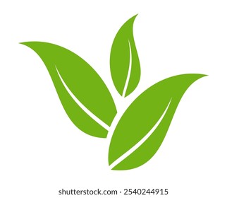 Grünes Blattsymbol im flachen Stil auf weißem Hintergrund. Blatt-Symbolsatz. Natursymbol, Blatt-Vektorgrafik.